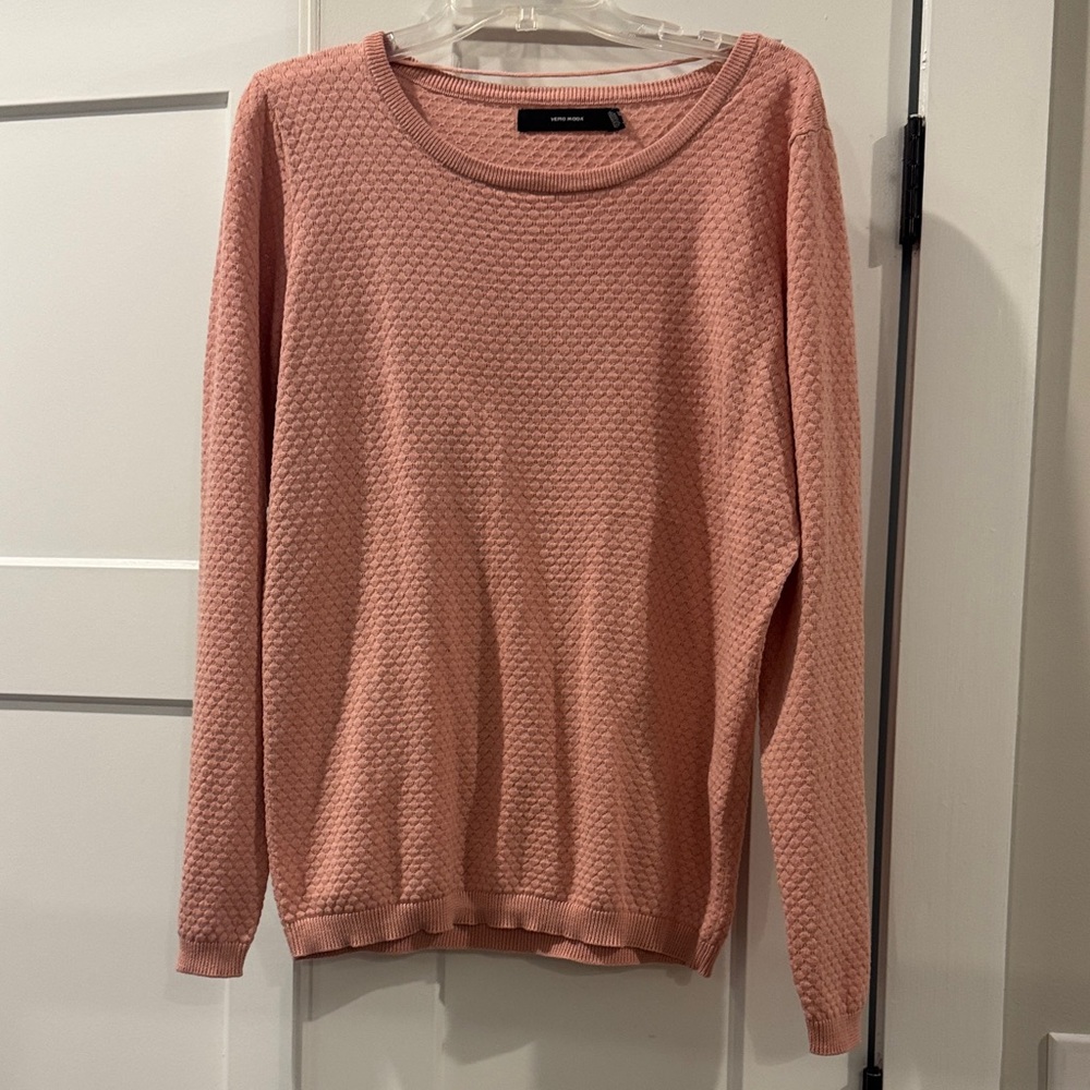 Vero Moda Textured Pink Crew Neck Sweater